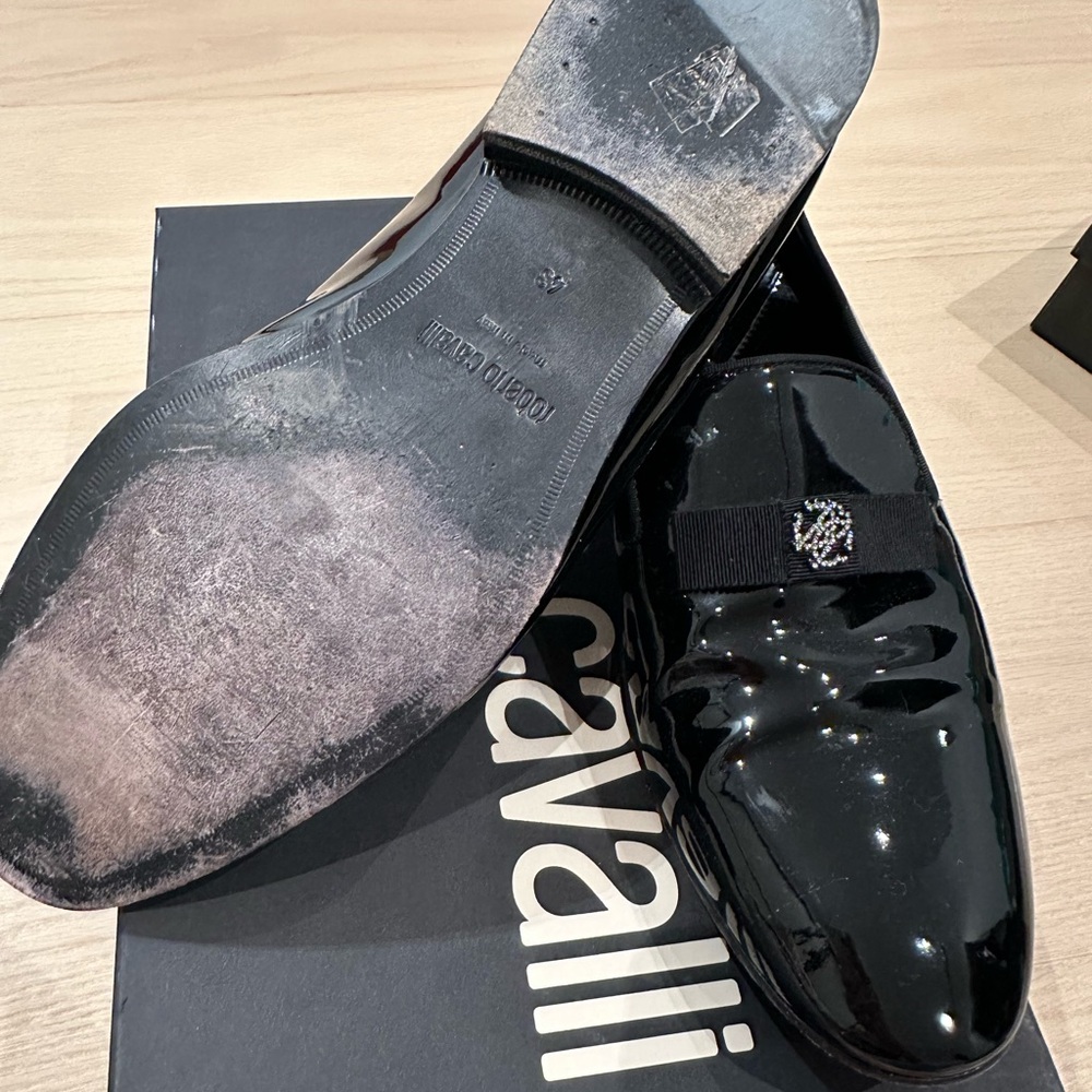 Roberto Cavalli Black Patent Leather Men's Shoes